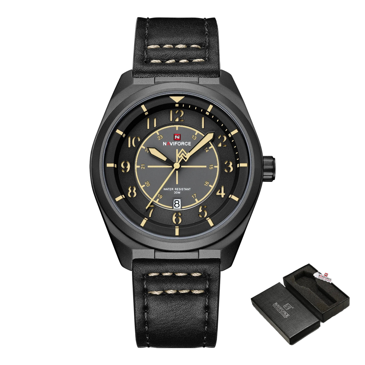 Relógio Masculino Naviforce NF9281L Quartzo Couro Legítimo Vintage