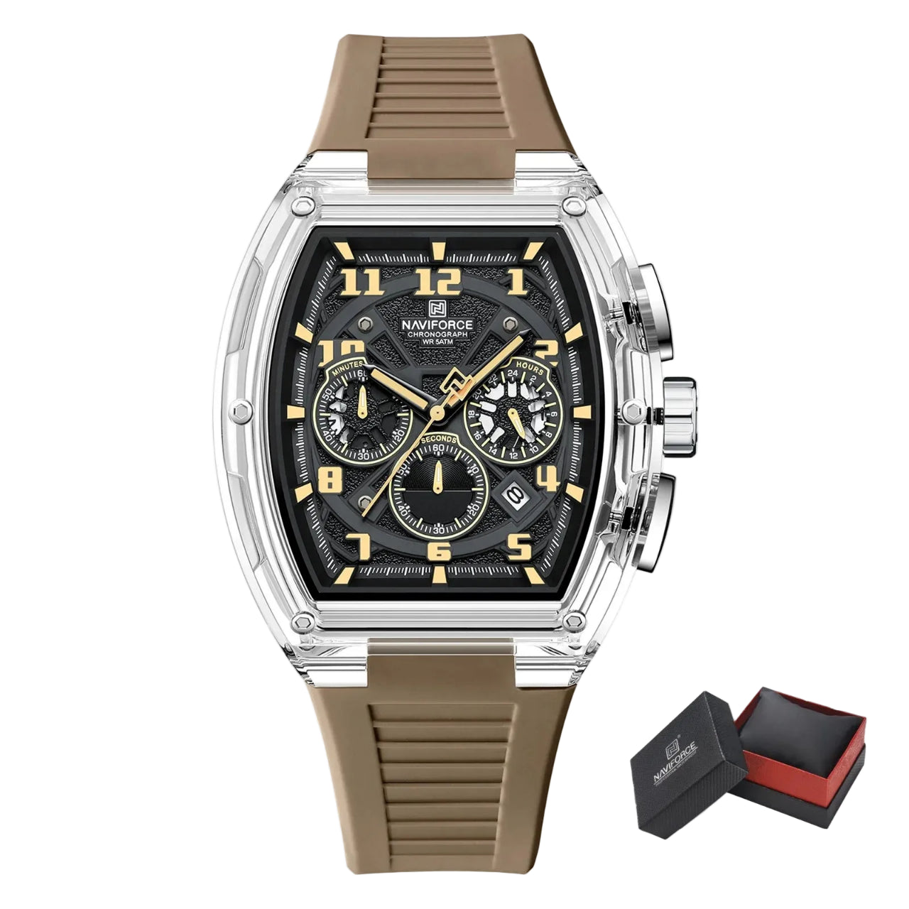 Relógio Masculino NAVIFORCE NF6118 Dual Display Esportivo 46 mm
