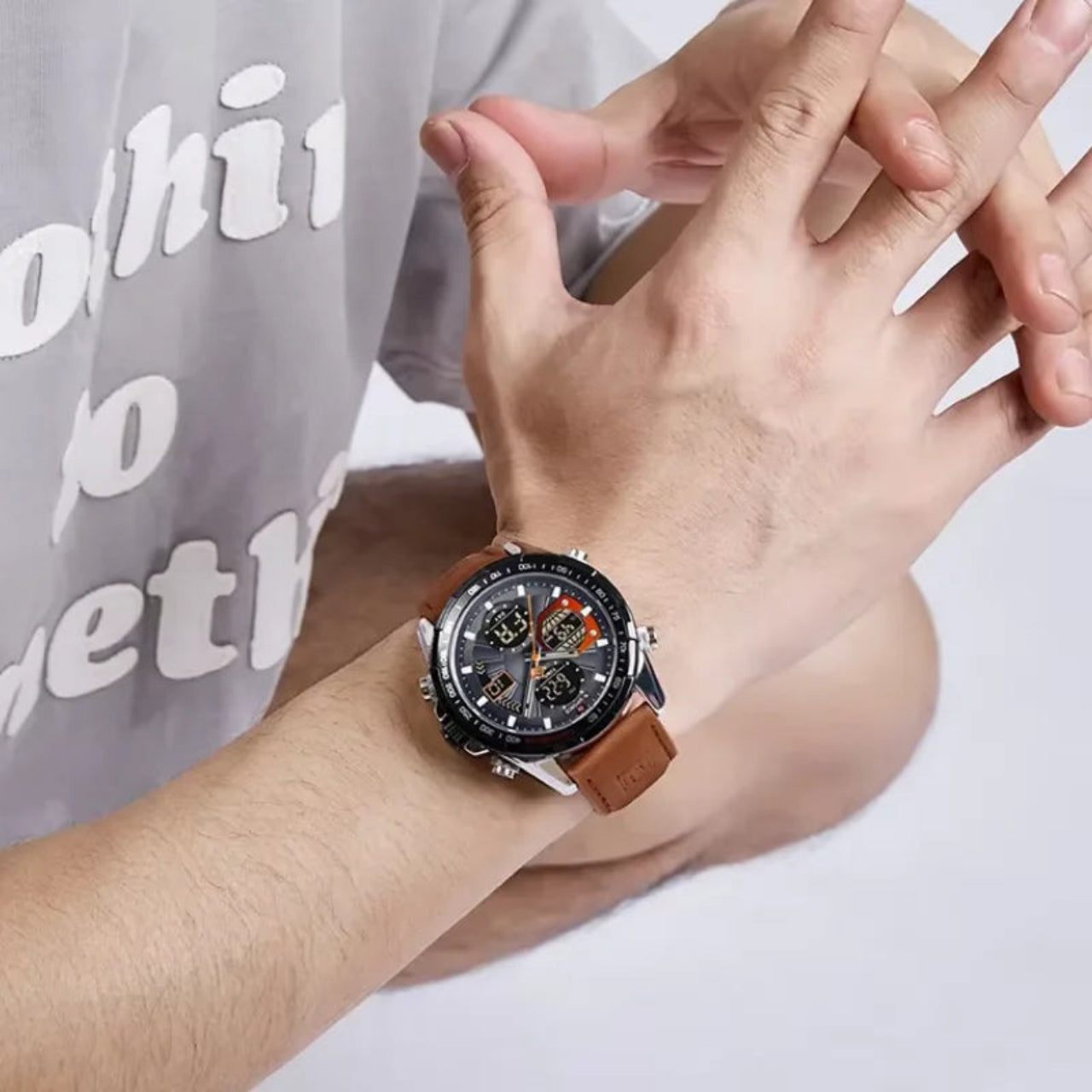 Relógio Masculino Naviforce NF9197L Dual Display Esportivo Luxo