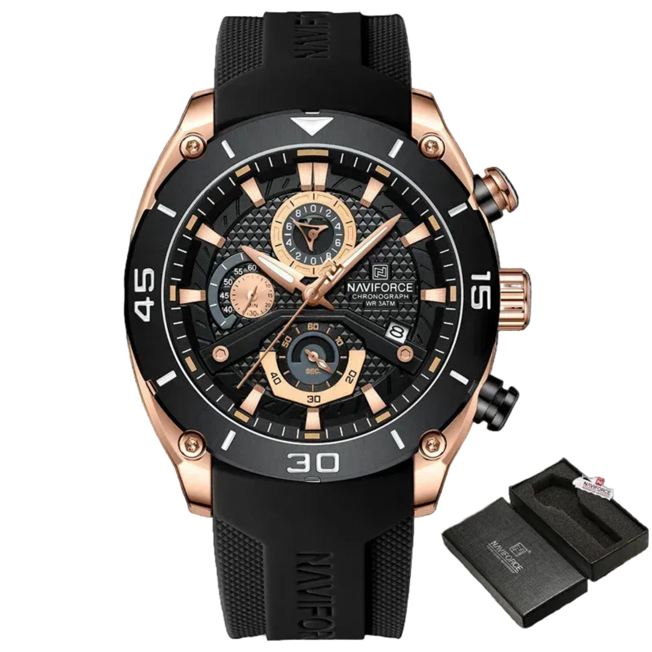 Relógio Masculino Naviforce NF8038 Quartzo Cronógrafo Silicone Luxo