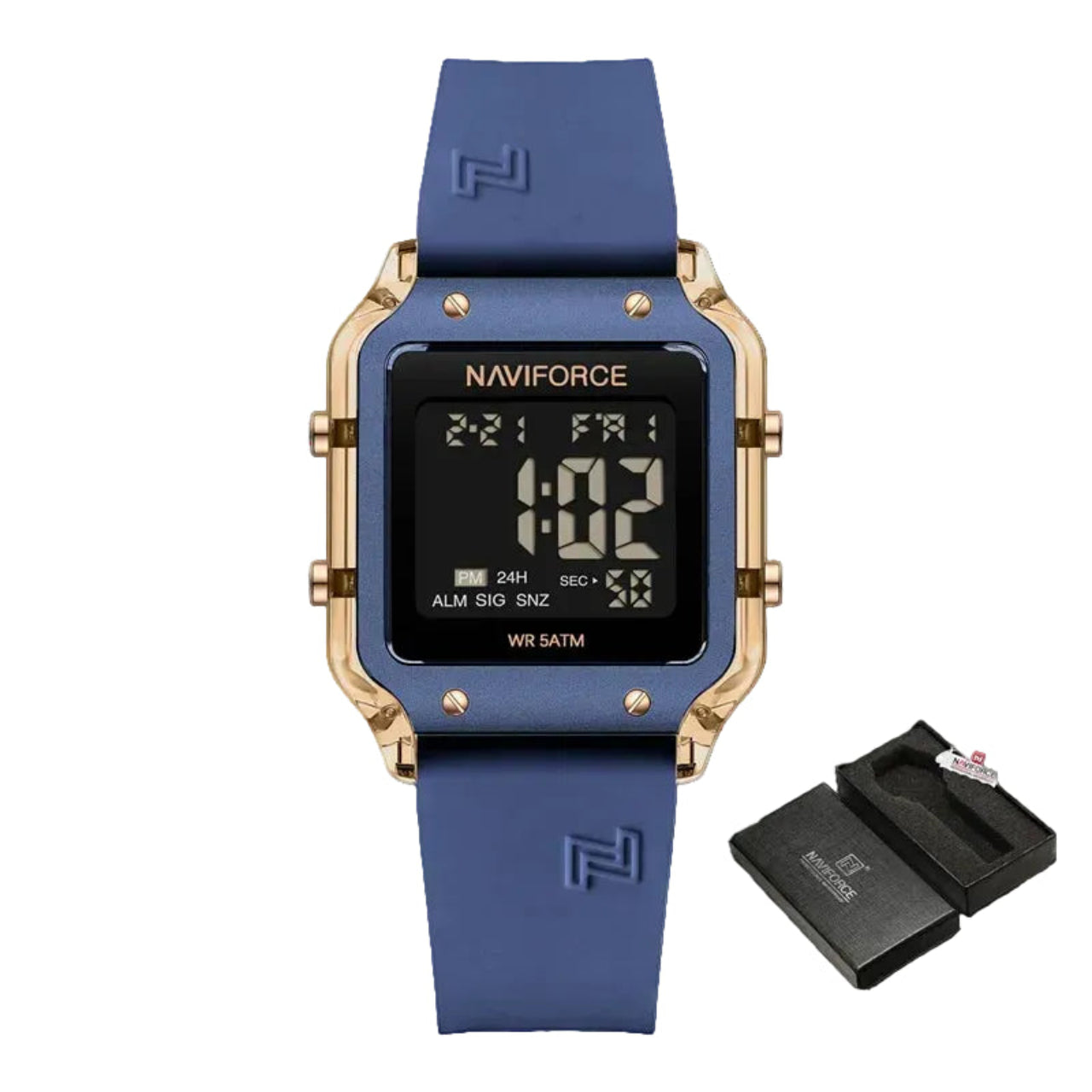 Relógio Feminino Naviforce NF6105 Digital Silicone Quadrado Luxo