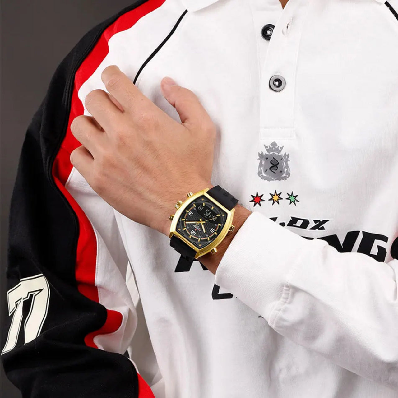 Relógio Masculino NAVIFORCE NF9242 Dual Display Quartz 43 mm Silicone