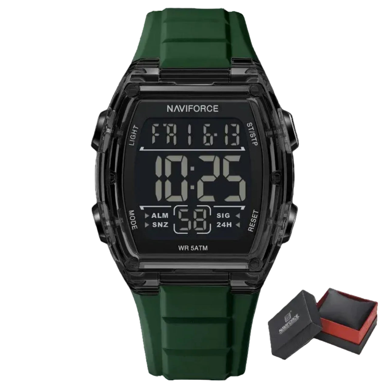 Relógio Digital Masculino NAVIFORCE NF6106 Esportivo 46 mm Silicone