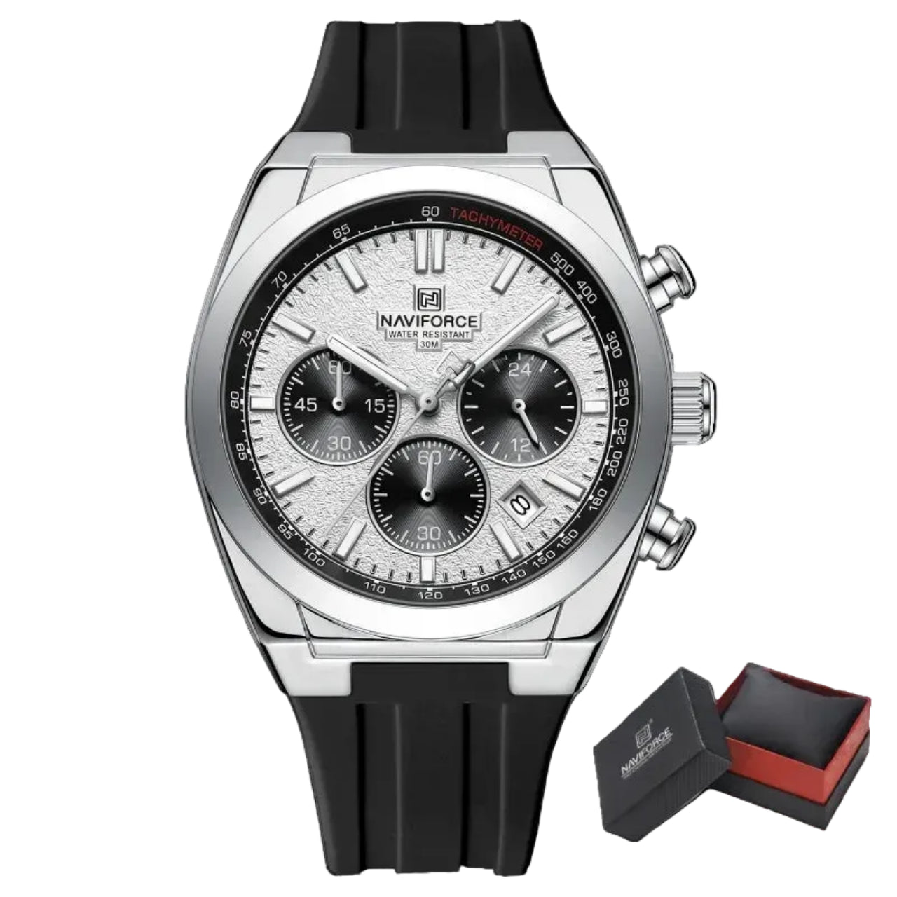 Relógio Masculino Naviforce NF8080 Quartzo Cronógrafo Silicone Esportivo