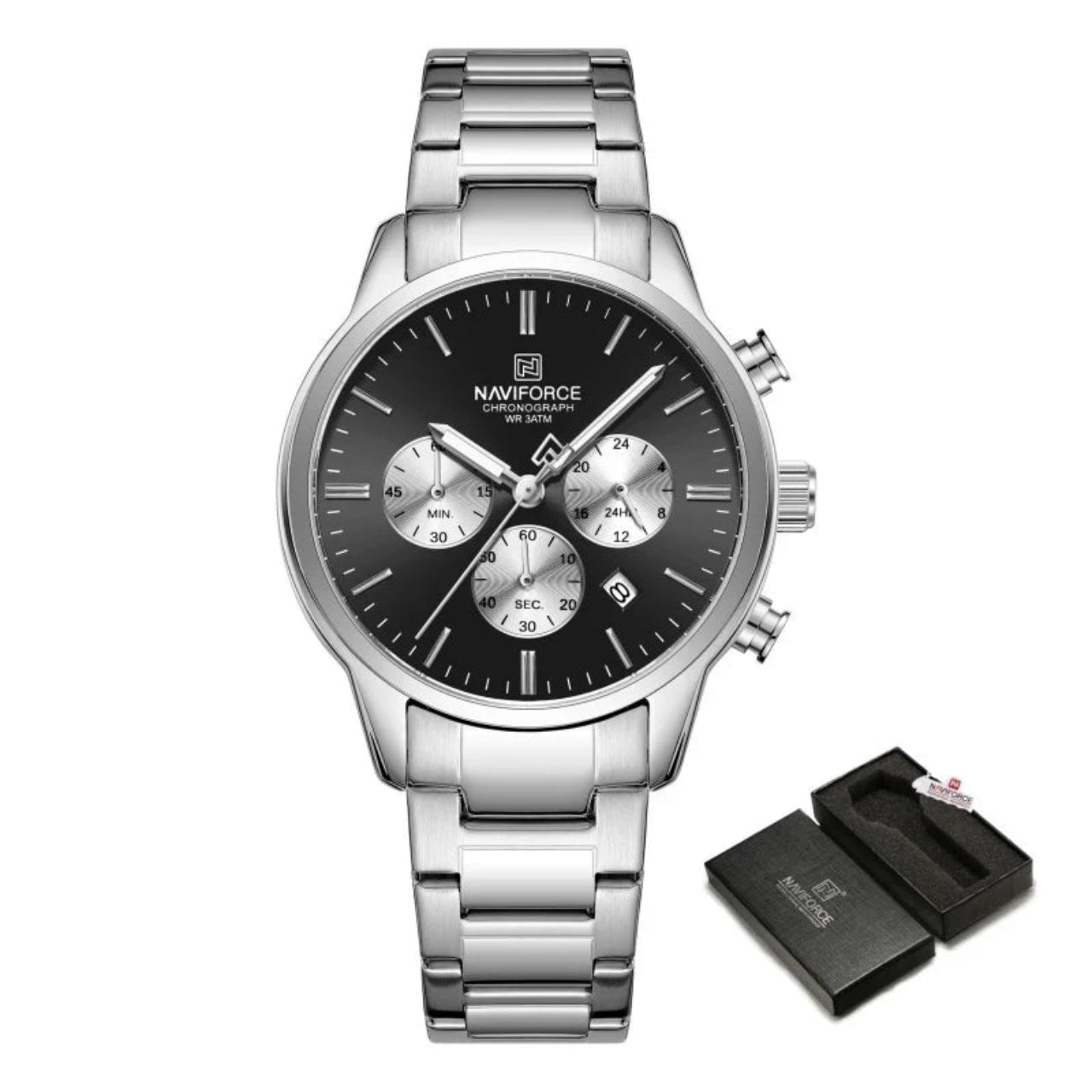 Relógio Masculino NAVIFORCE Cronógrafo Quartz Aço Inoxidável 42 mm