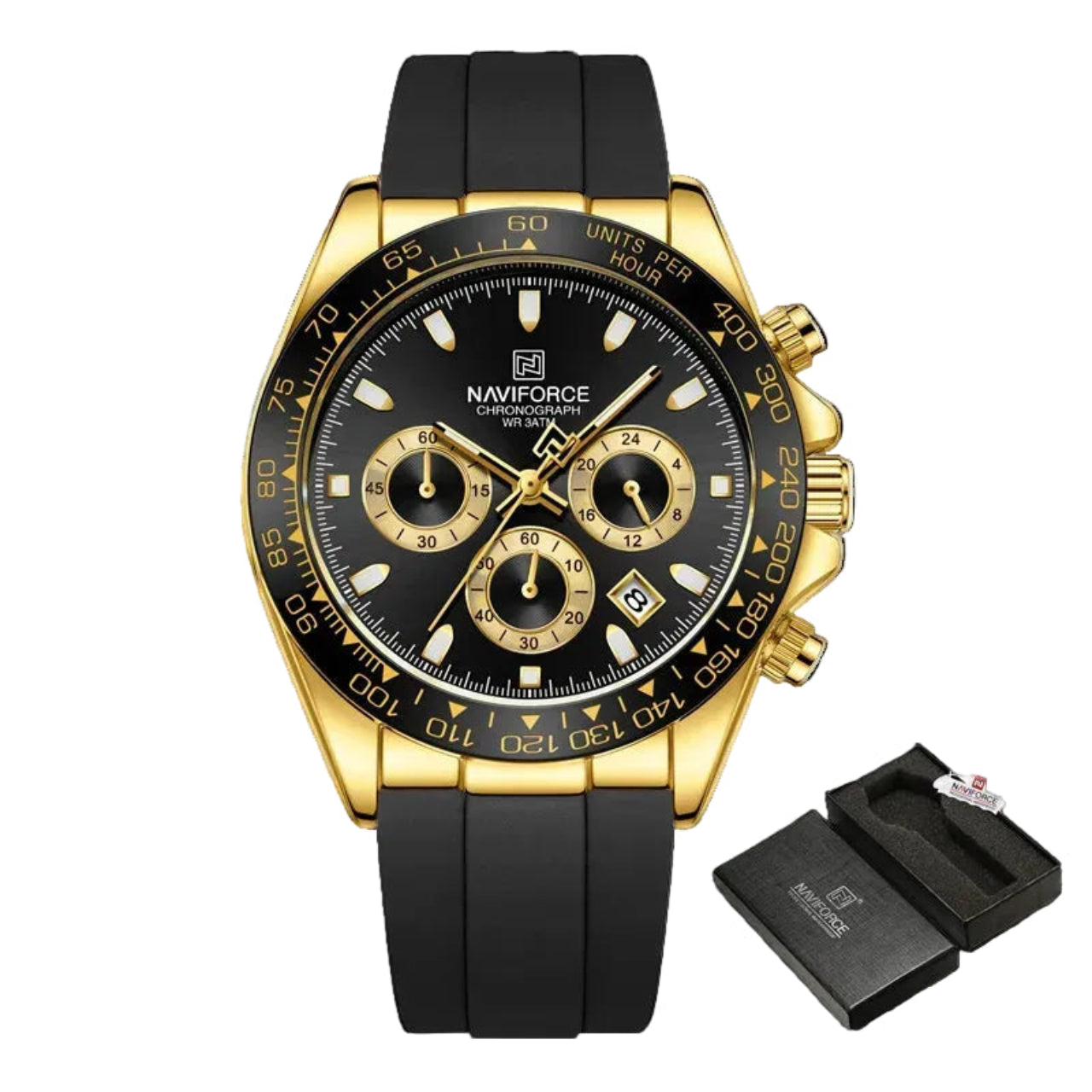 Relógio Masculino Naviforce NF8054 Quartzo Cronógrafo Silicone Luxo