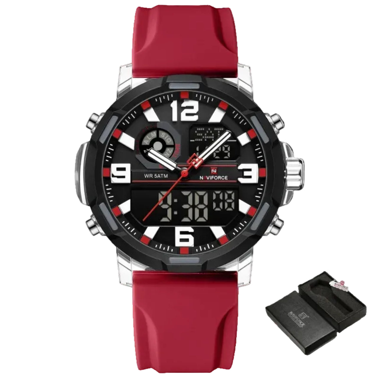 Relógio Masculino Naviforce NF7130 Dual Display Esportivo Silicone