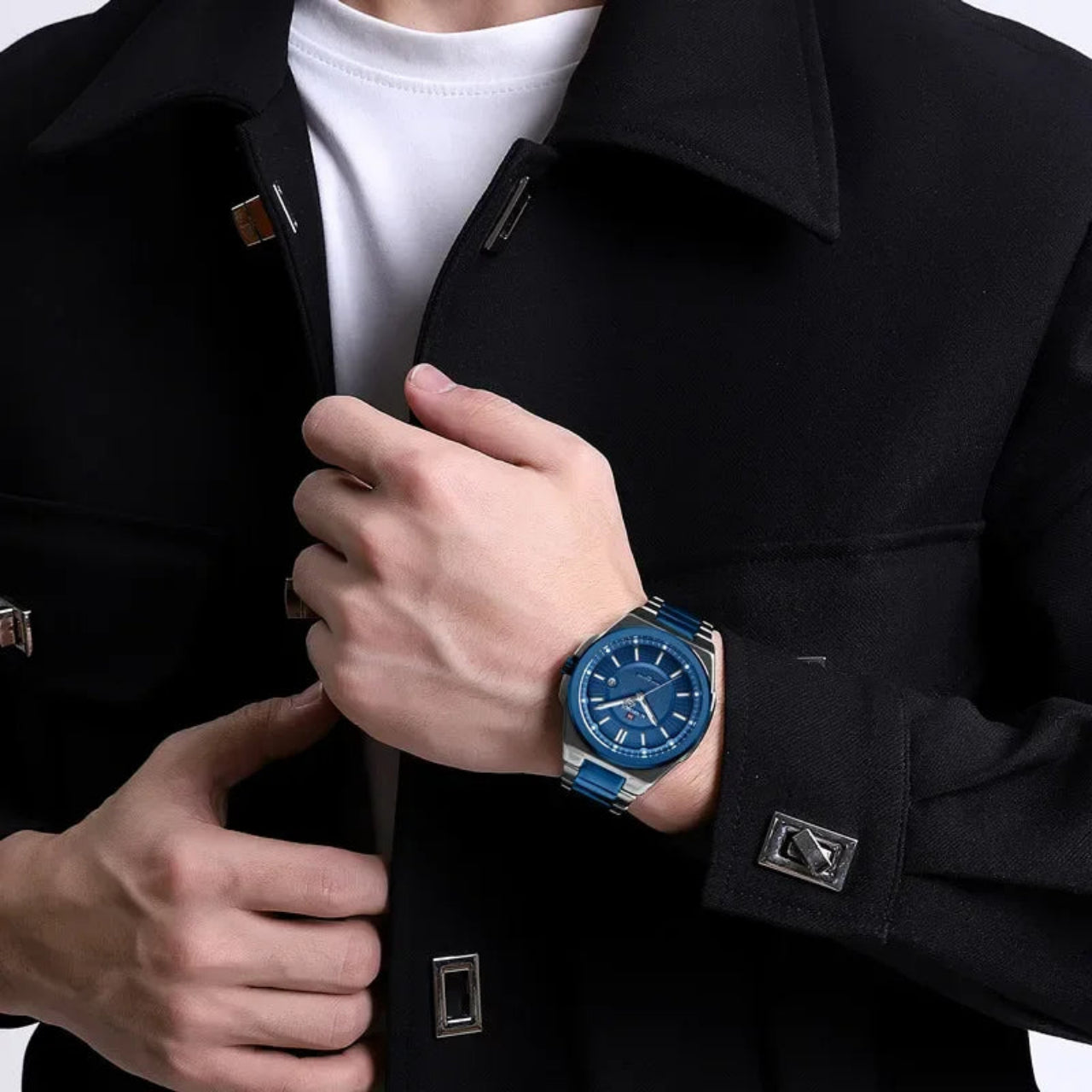 Relógio Masculino NAVIFORCE NF9242 Dual Display Quartz 43 mm Silicone
