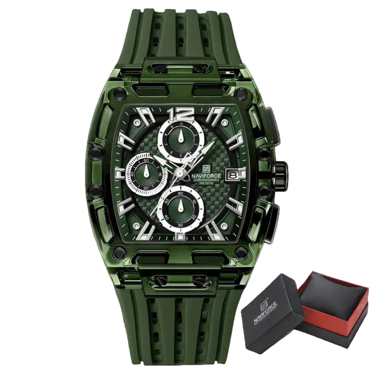 Relógio Masculino NAVIFORCE NF7105 Cronógrafo Quartz Silicone 42 mm