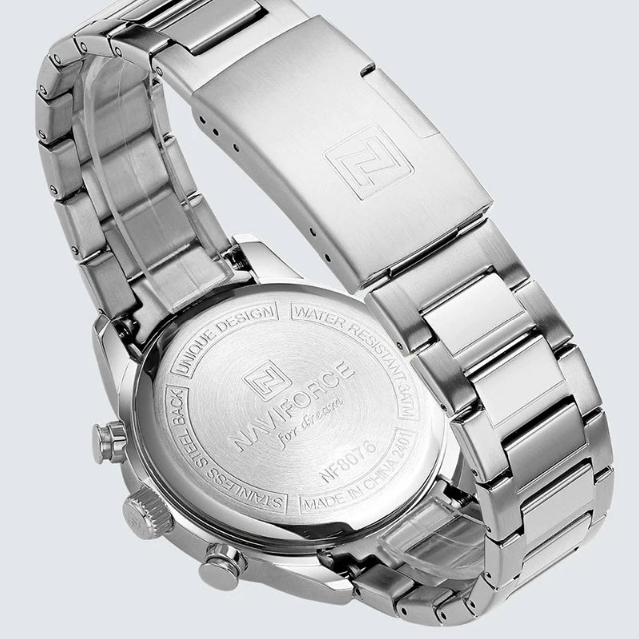 Relógio Masculino NAVIFORCE Cronógrafo Quartz Aço Inoxidável 42 mm