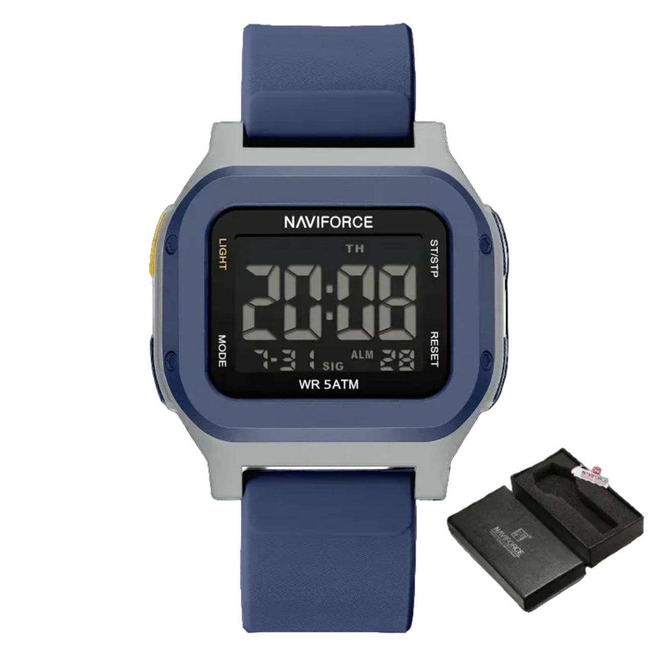 Relógio Masculino Naviforce NF7137 Dual Display Retangular Esportivo