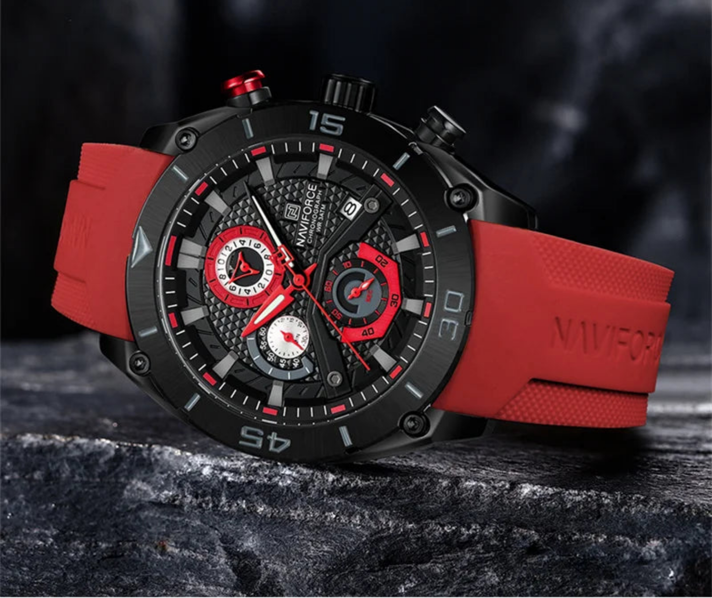 Relógio Masculino Naviforce NF8038 Quartzo Cronógrafo Silicone Luxo