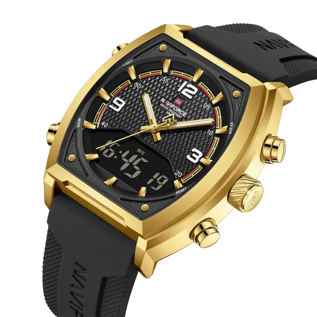 Relógio Masculino NAVIFORCE NF9242 Dual Display Quartz 43 mm Silicone