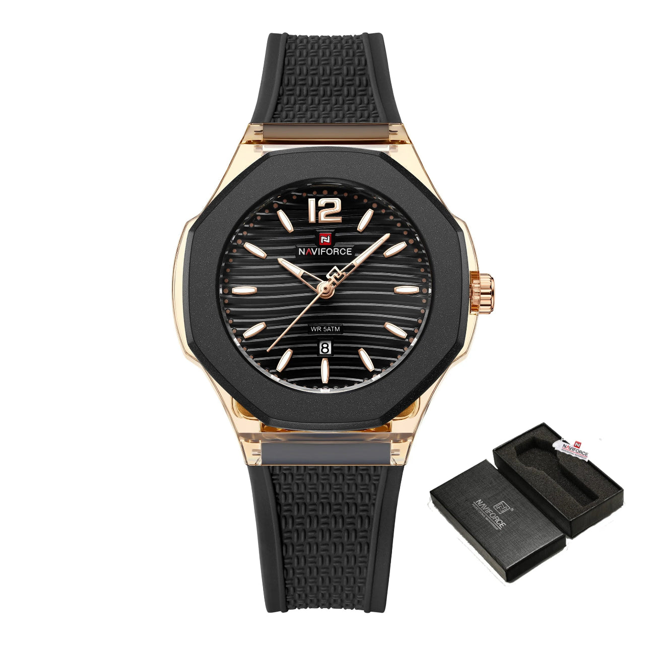 Relógio Feminino NAVIFORCE Quartzo Design Sleek com Pulseira de Silicone  Resiste 50m