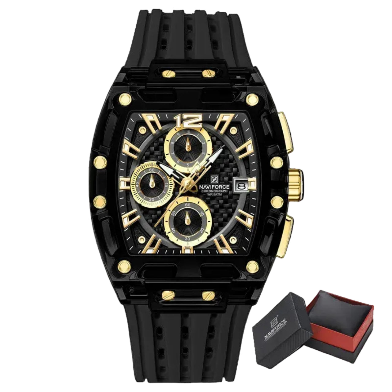 Relógio Masculino NAVIFORCE NF7105 Cronógrafo Quartz Silicone 42 mm