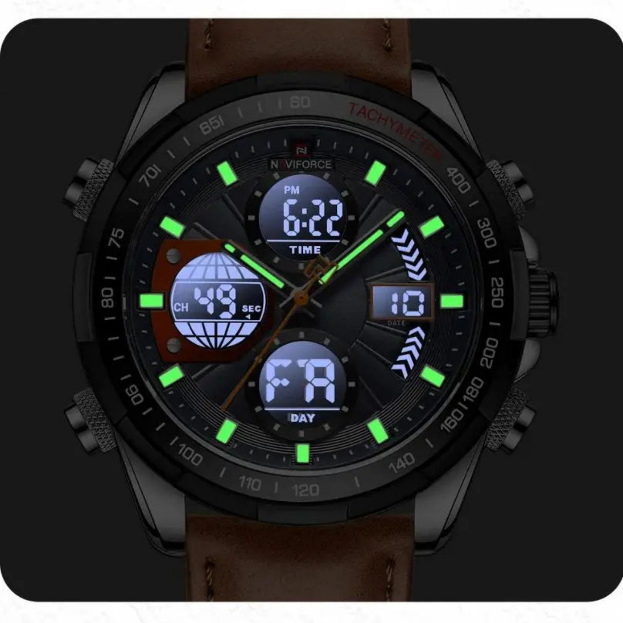 Relógio Masculino Naviforce NF9197L Dual Display Esportivo Luxo