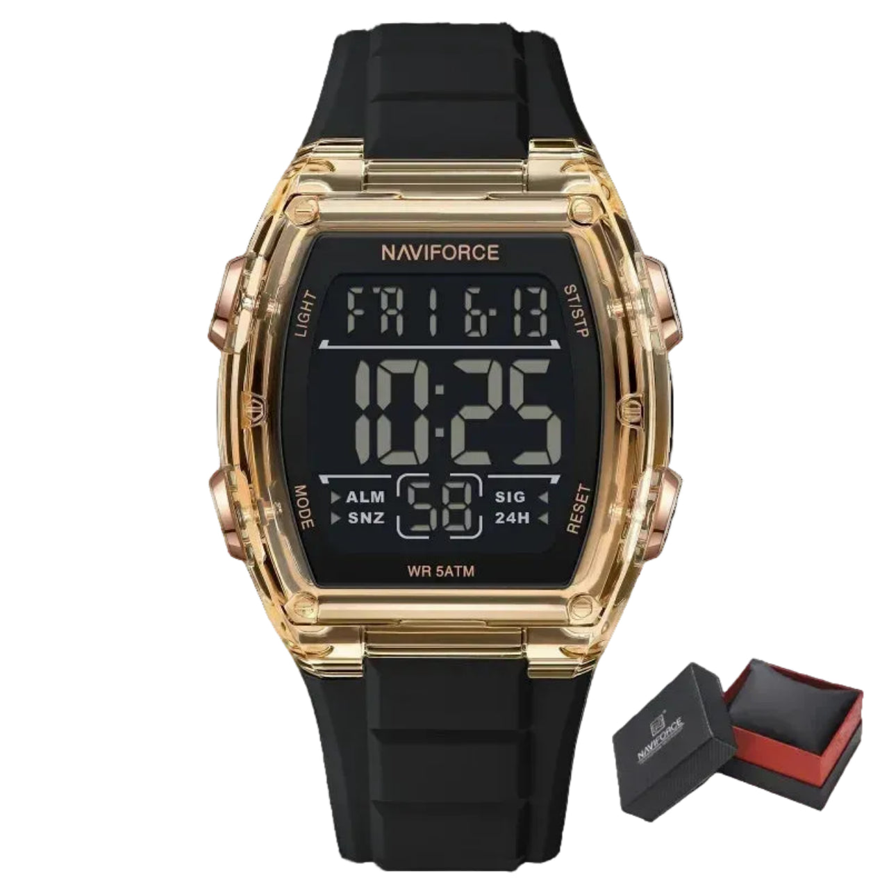 Relógio Digital Masculino NAVIFORCE NF6106 Esportivo 46 mm Silicone