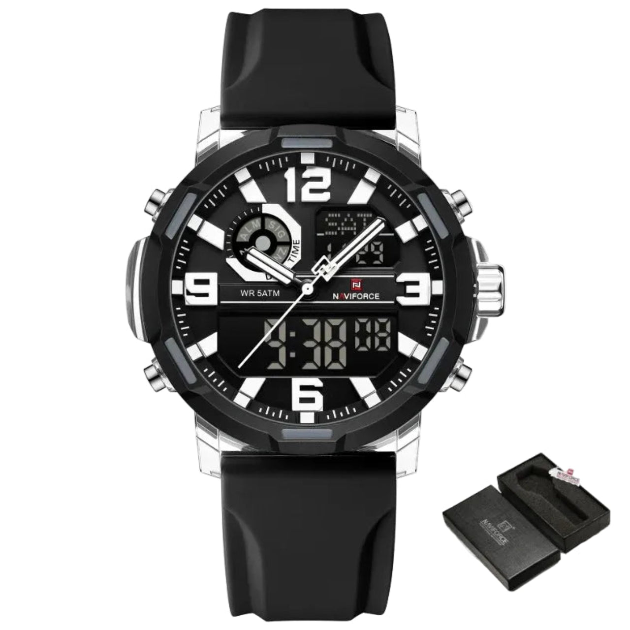 Relógio Masculino Naviforce NF7130 Dual Display Esportivo Silicone