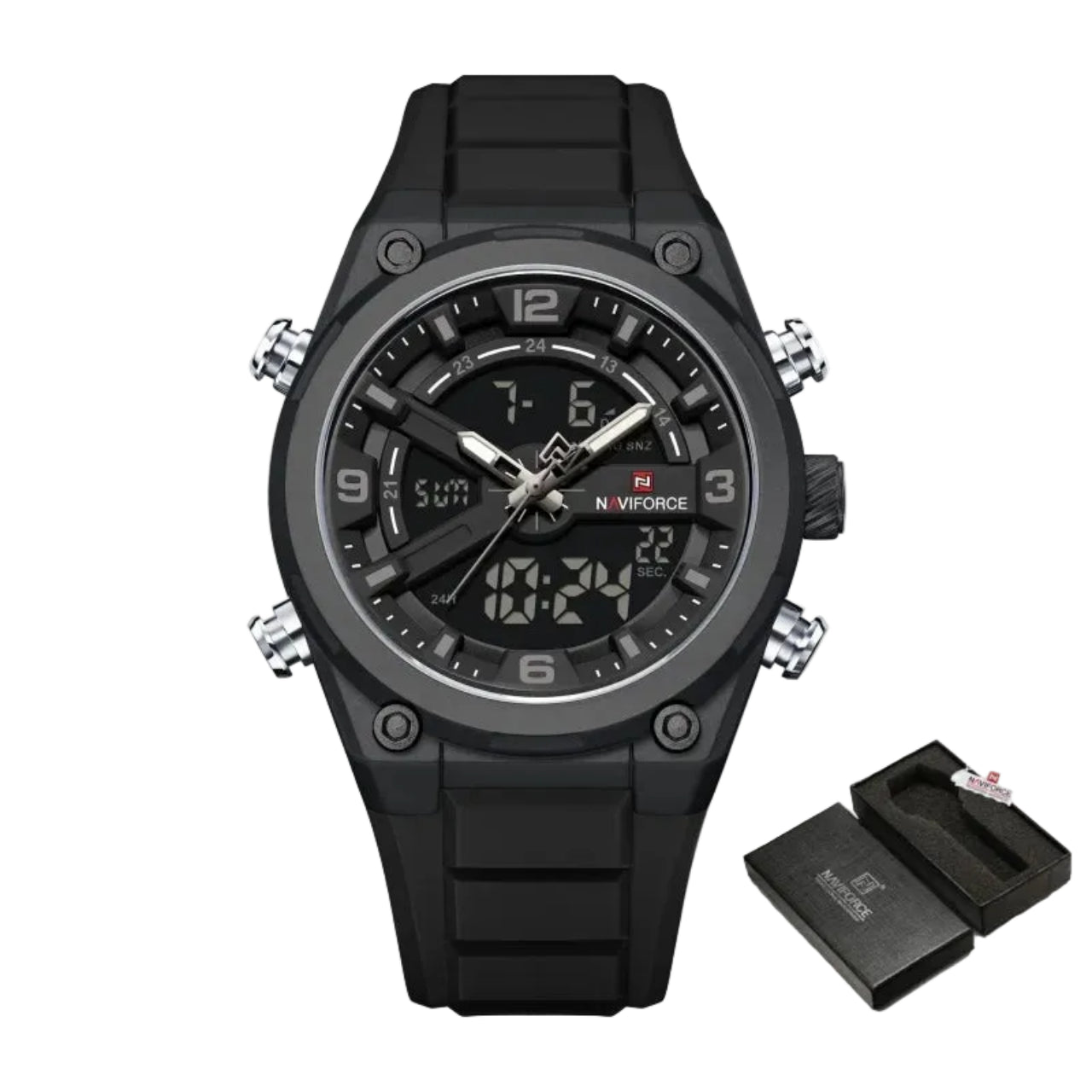 Relógio Masculino Naviforce NF9265 Dual Display Esportivo Silicone