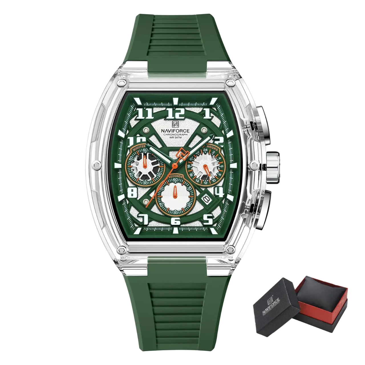 Relógio Masculino NAVIFORCE NF6118 Dual Display Esportivo 46 mm