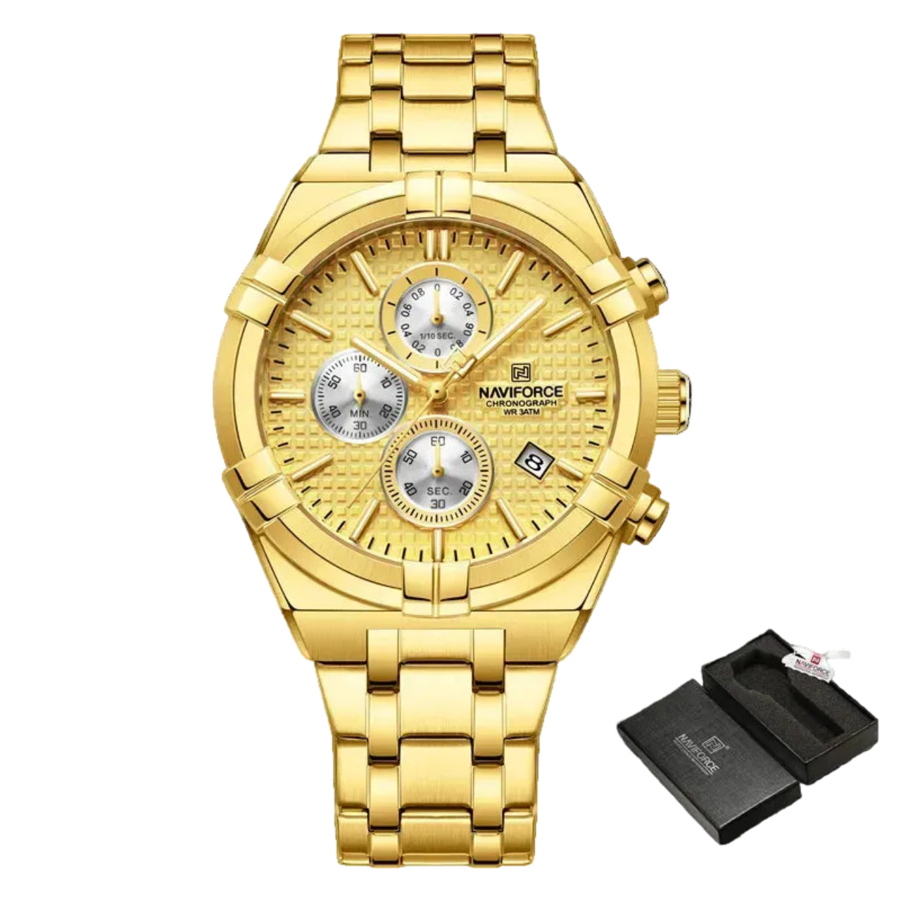 Relógio Masculino Naviforce NF8042 Quartzo Aço Inoxidável Luxo