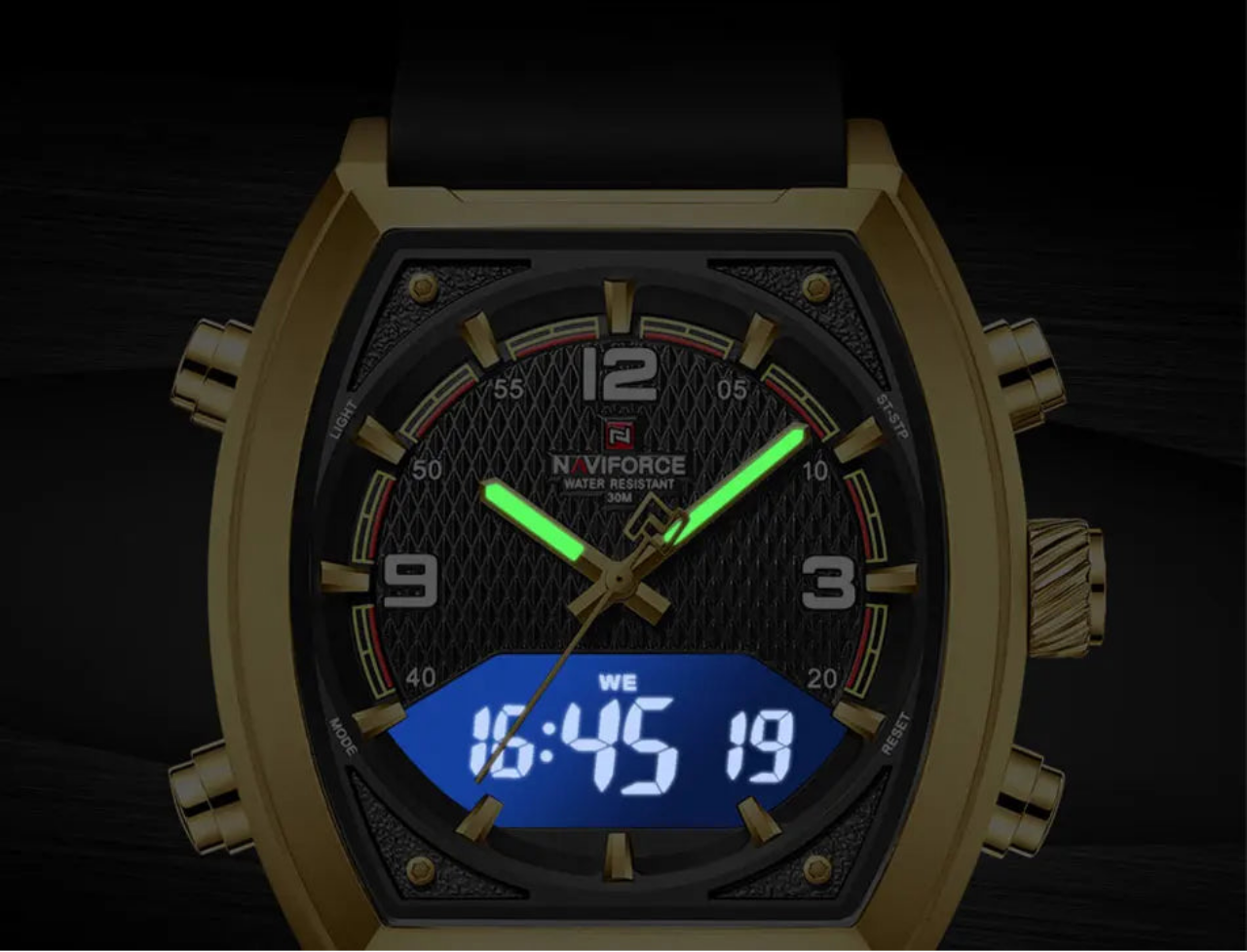 Relógio Masculino NAVIFORCE NF9242 Dual Display Quartz 43 mm Silicone