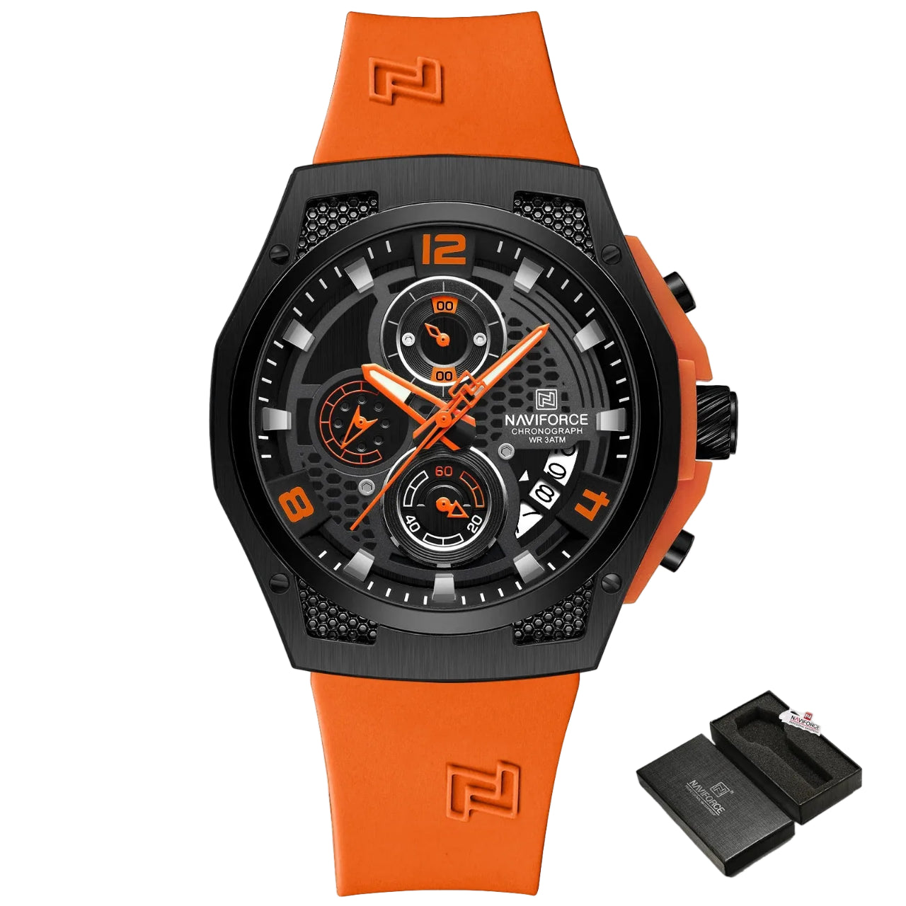 Relógio Masculino Naviforce NF8049 Quartzo Cronógrafo Aço Inoxidável
