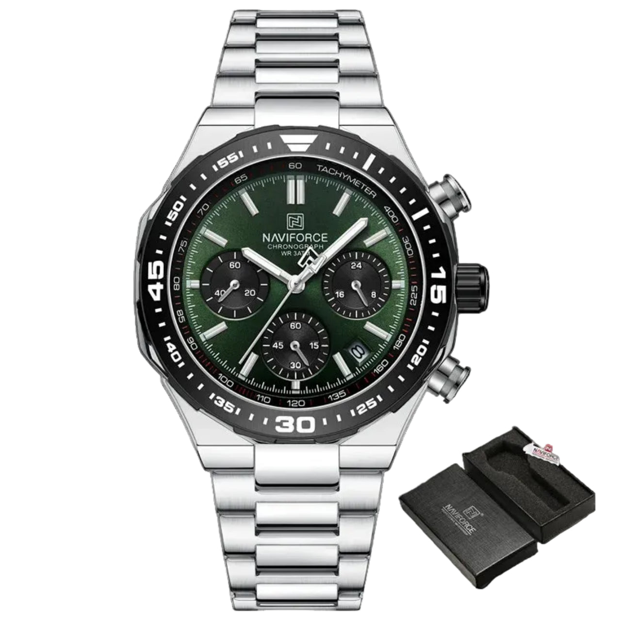 Relógio Masculino Naviforce NF8049 Quartzo Cronógrafo Aço Inoxidável