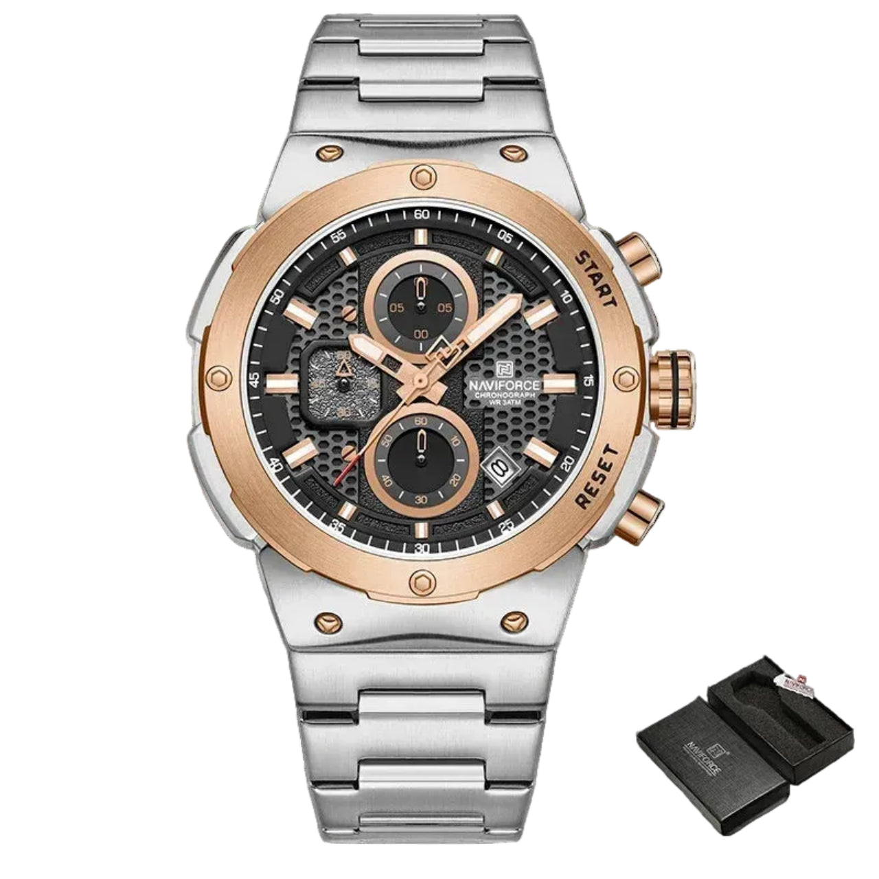 Relógio Masculino NAVIFORCE NF8072 Cronógrafo Quartz Aço 43 mm