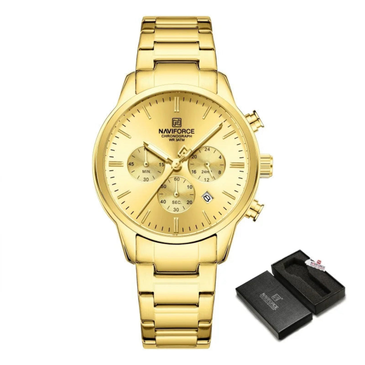 Relógio Masculino NAVIFORCE Cronógrafo Quartz Aço Inoxidável 42 mm