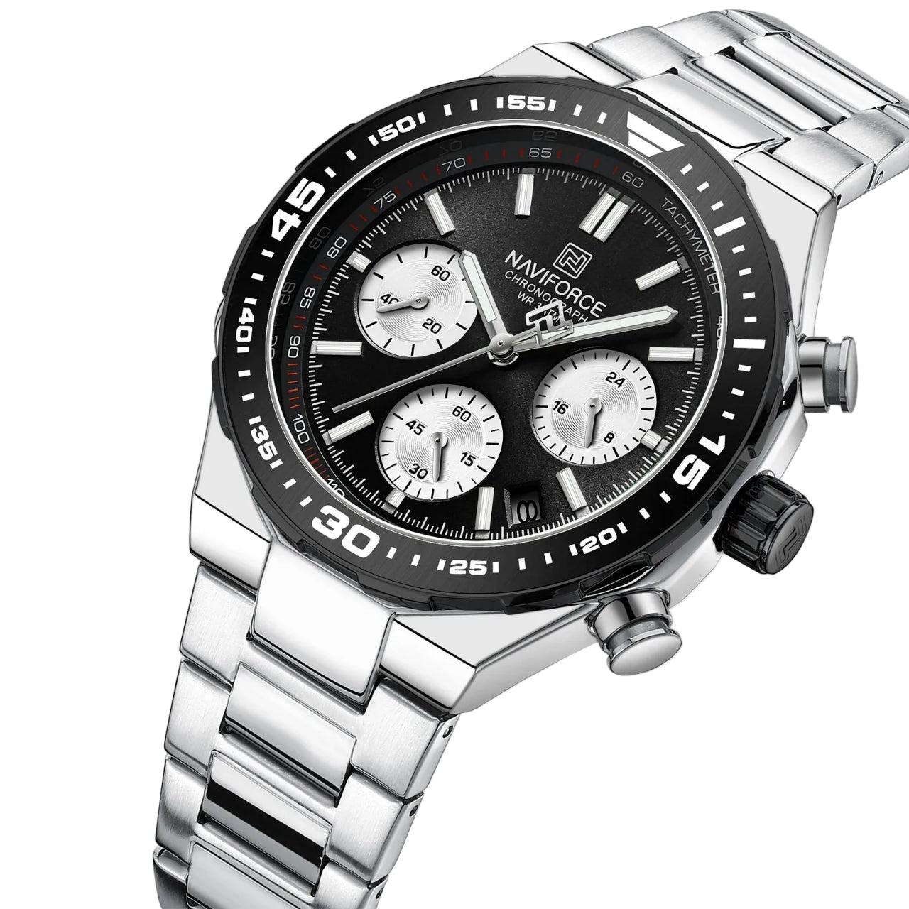 Relógio Masculino Naviforce NF8049 Quartzo Cronógrafo Aço Inoxidável