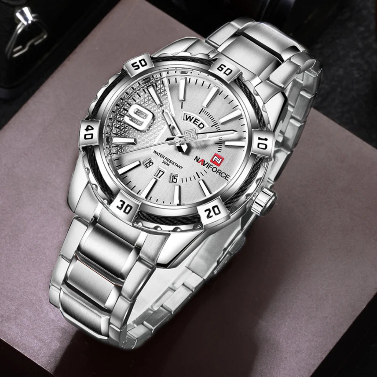 Relógio Masculino NAVIFORCE NF9117S Quartz Aço Inoxidável 46 mm