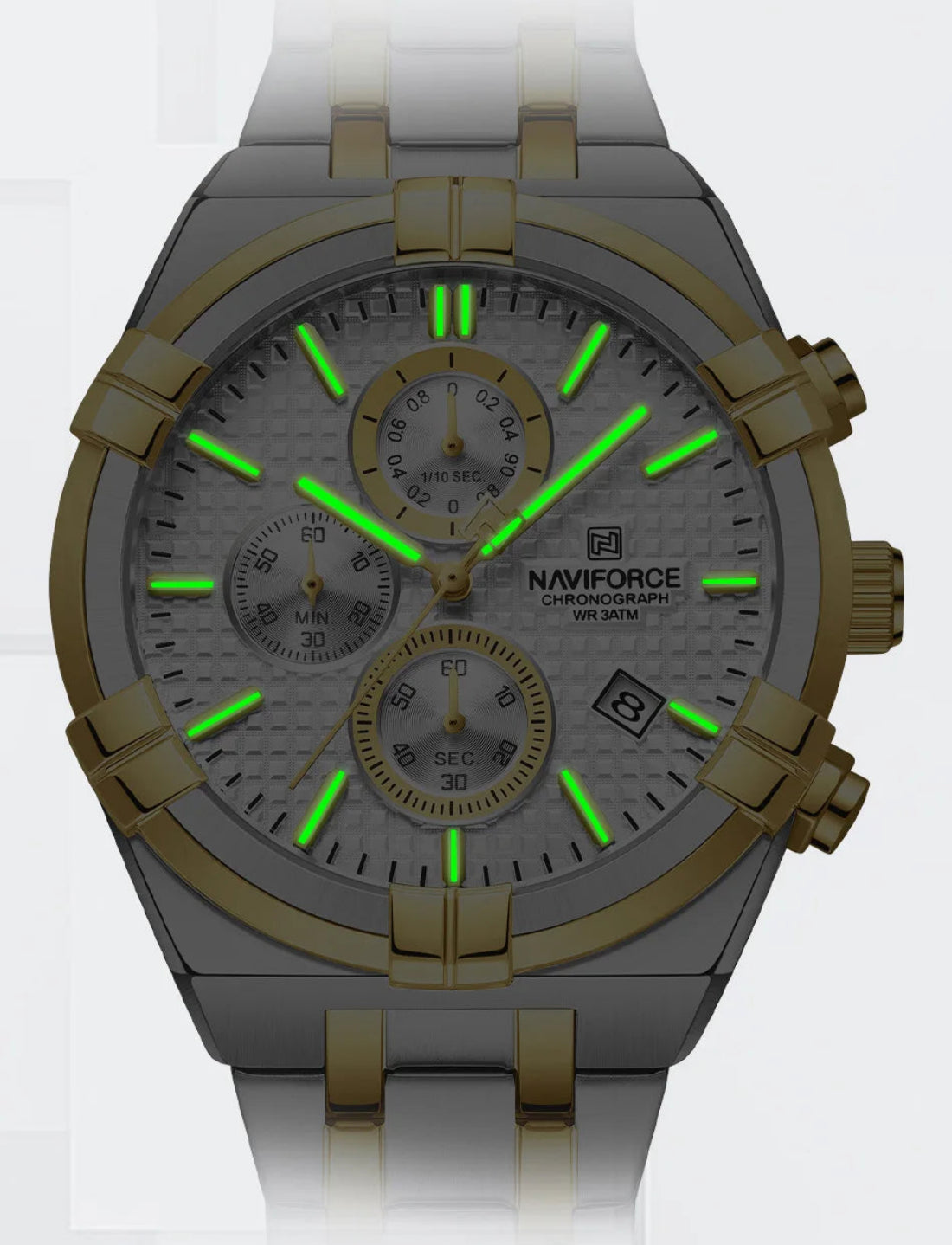 Relógio Masculino Naviforce NF8042 Quartzo Aço Inoxidável Luxo