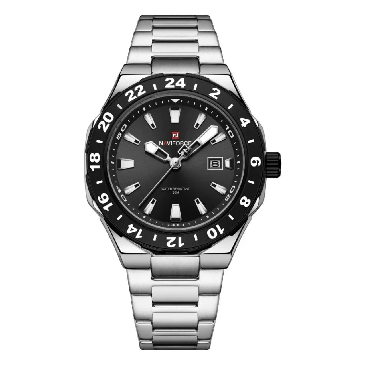 Relógio Masculino Naviforce Esportivo de Luxo em Aço Inoxidável