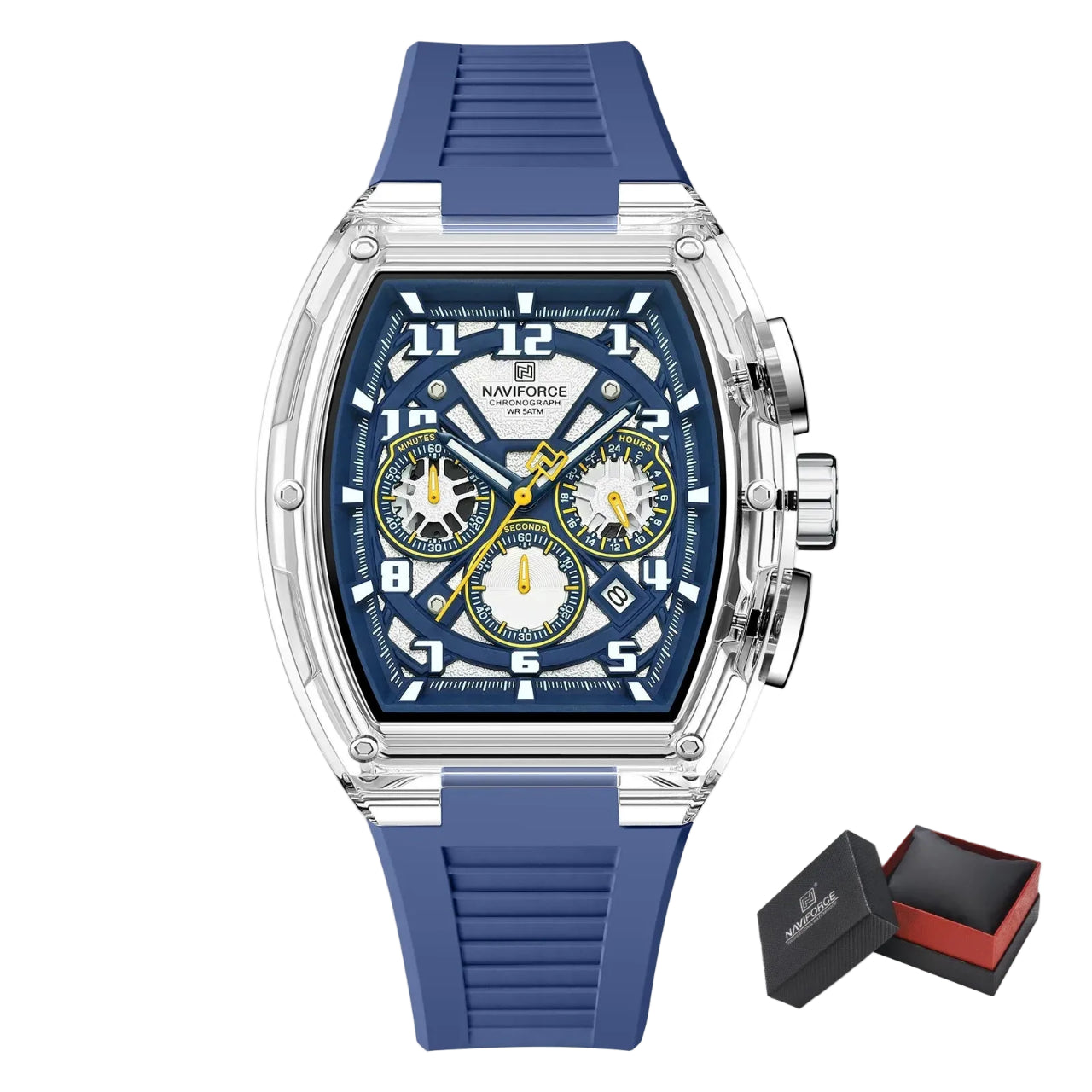 Relógio Masculino NAVIFORCE NF6118 Dual Display Esportivo 46 mm