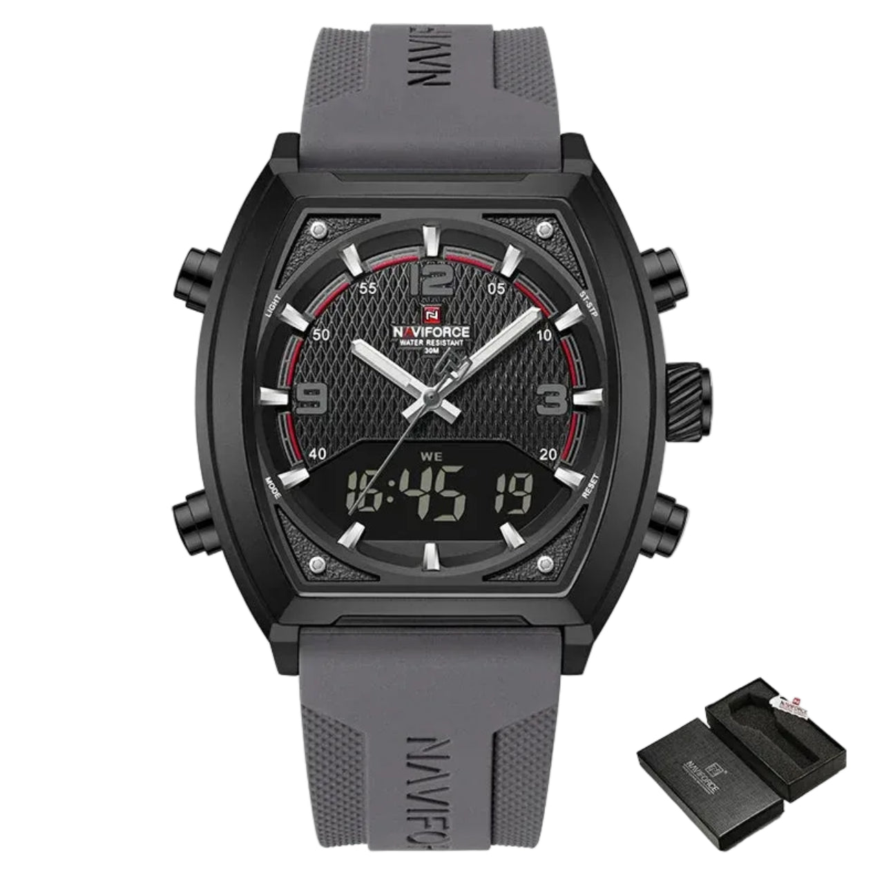 Relógio Masculino NAVIFORCE NF9242 Dual Display Quartz 43 mm Silicone
