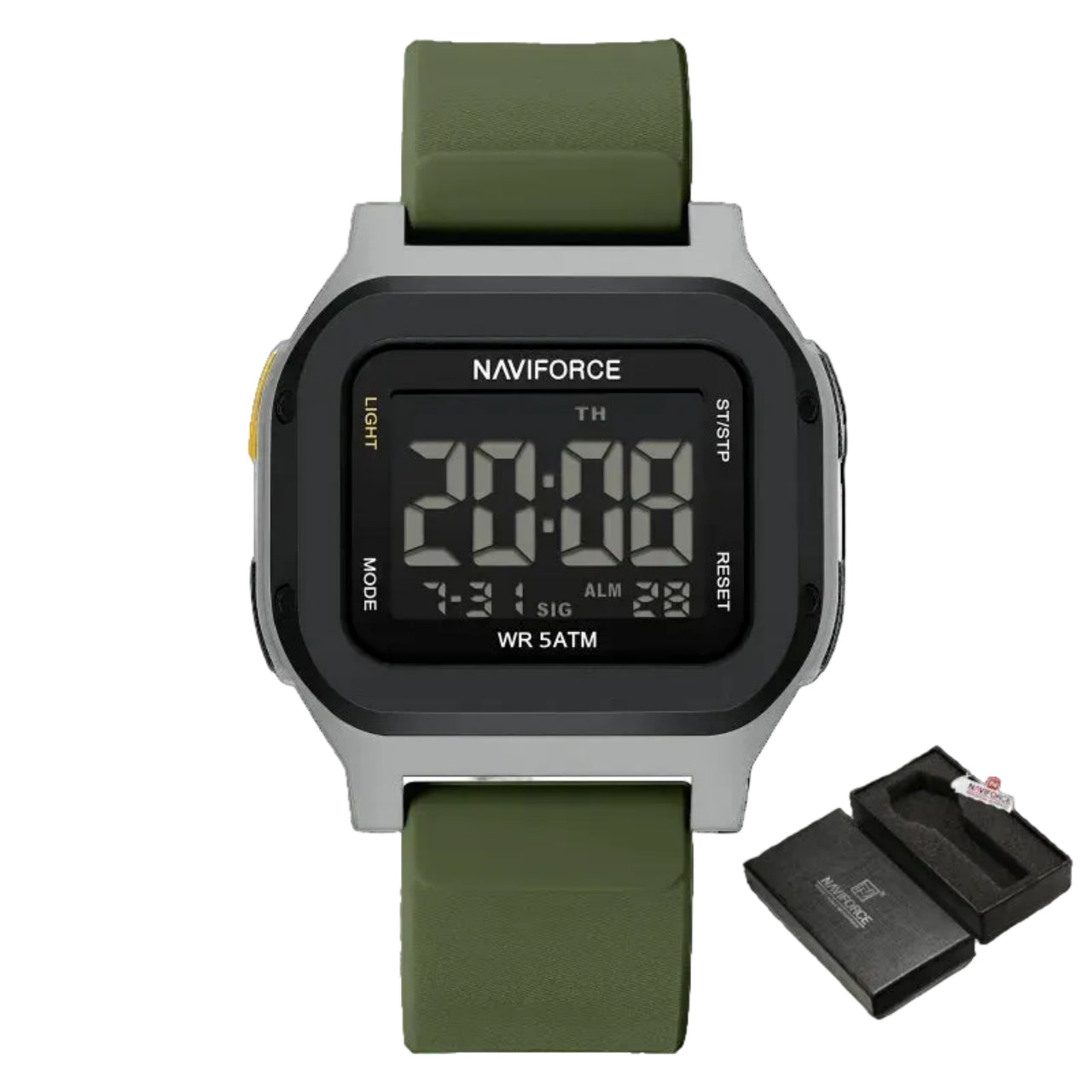 Relógio Masculino Naviforce NF7137 Dual Display Retangular Esportivo