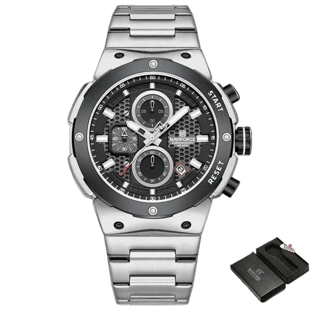 Relógio Masculino NAVIFORCE NF8072 Cronógrafo Quartz Aço 43 mm
