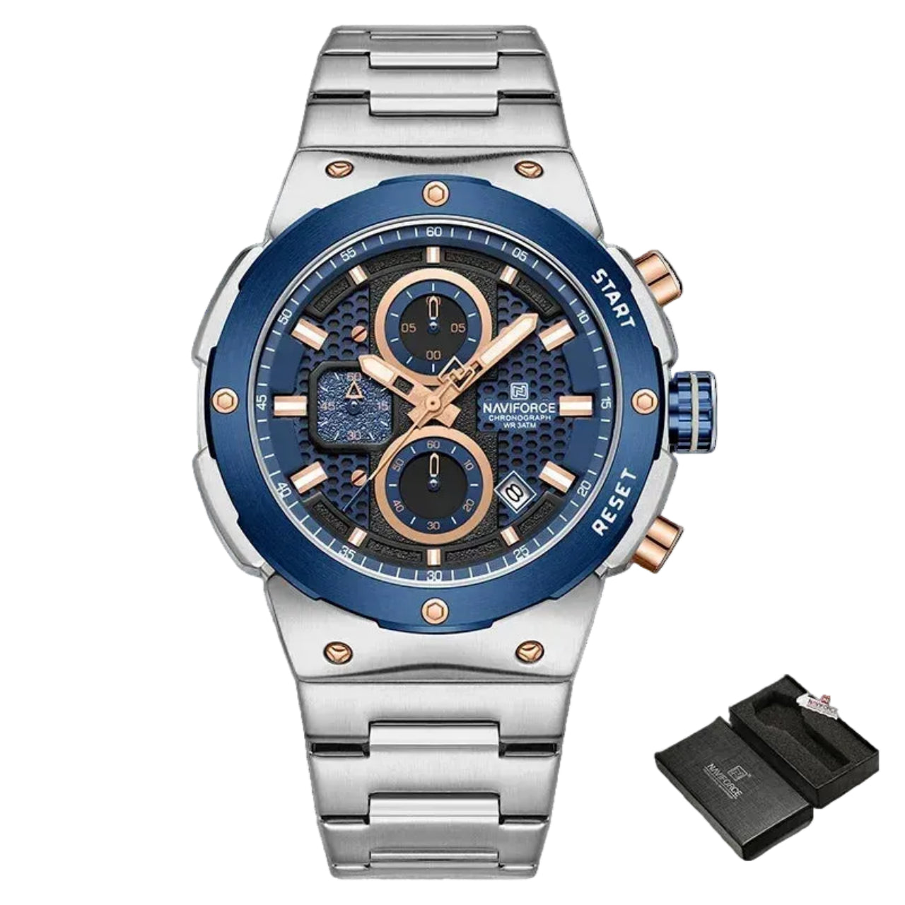 Relógio Masculino NAVIFORCE NF8072 Cronógrafo Quartz Aço 43 mm