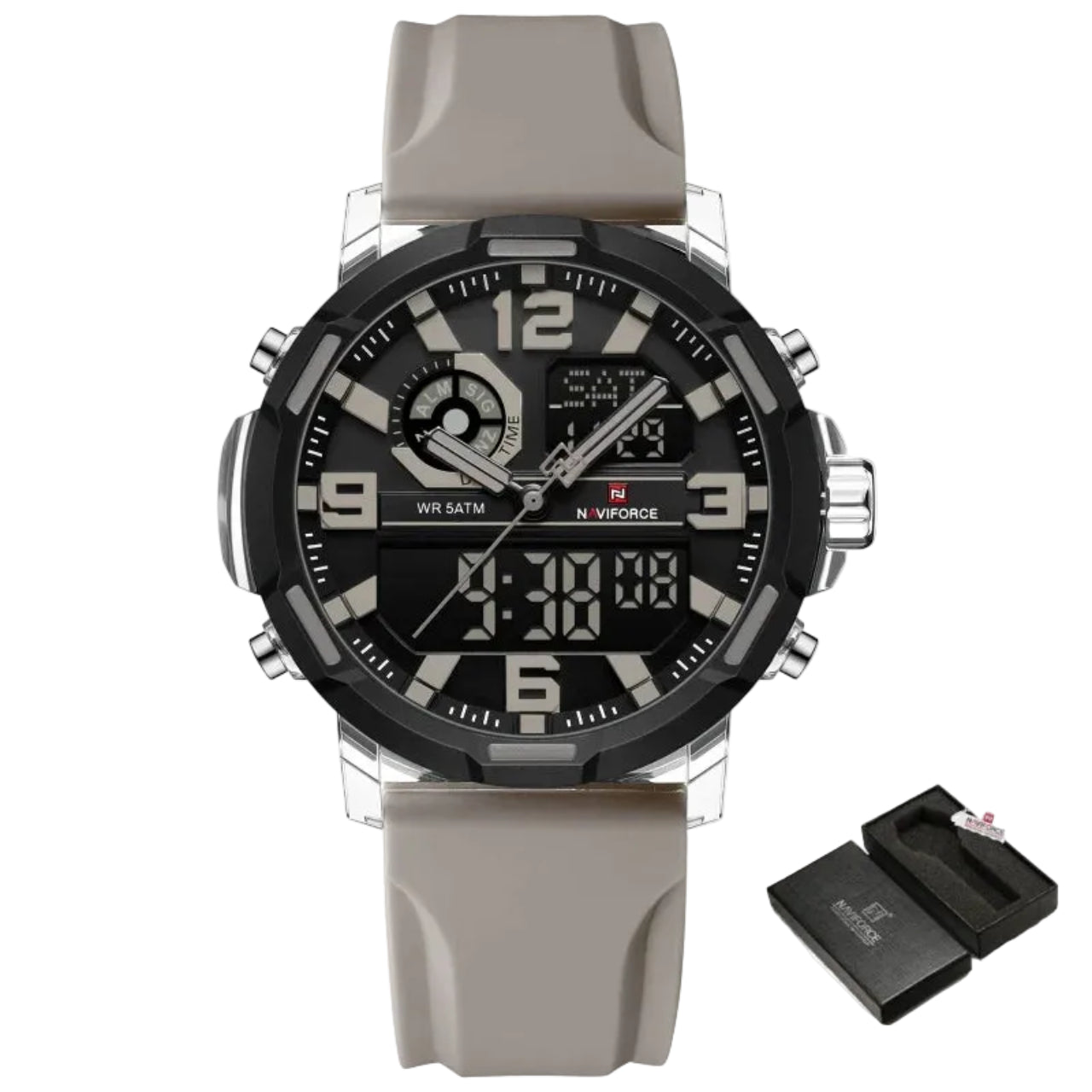 Relógio Masculino Naviforce NF7130 Dual Display Esportivo Silicone