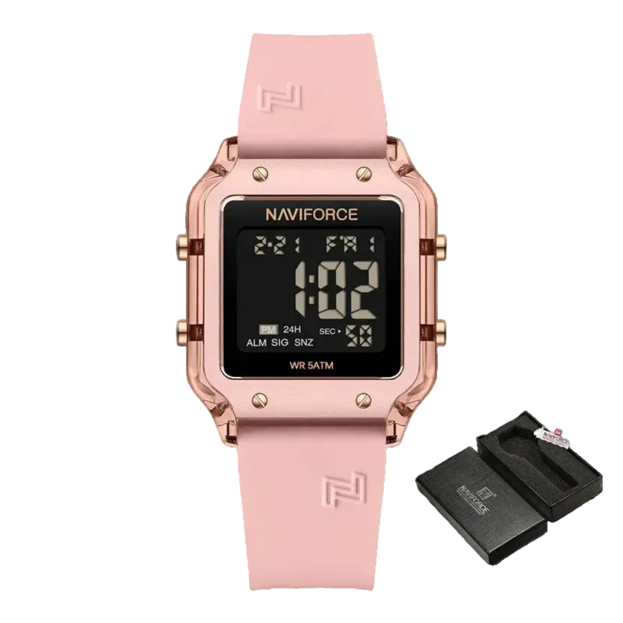 Relógio Feminino Naviforce NF6105 Digital Silicone Quadrado Luxo
