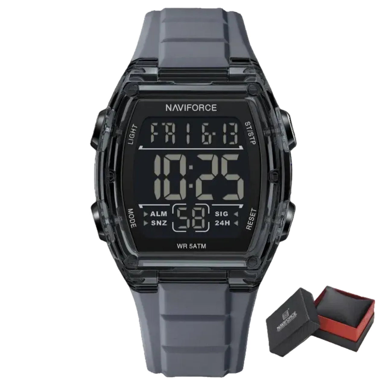 Relógio Digital Masculino NAVIFORCE NF6106 Esportivo 46 mm Silicone