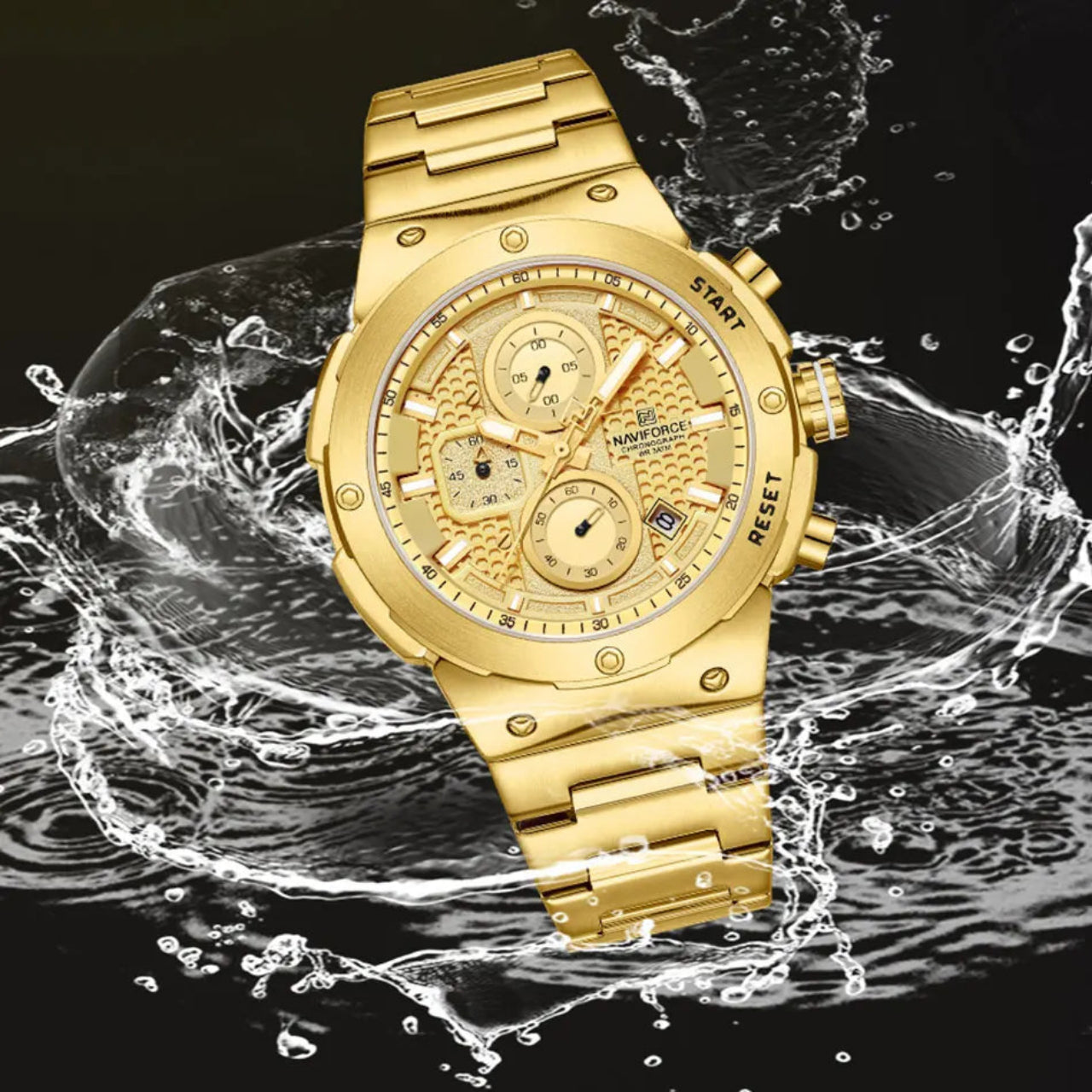 Relógio Masculino NAVIFORCE NF8072 Cronógrafo Quartz Aço Inoxidável 43 mm