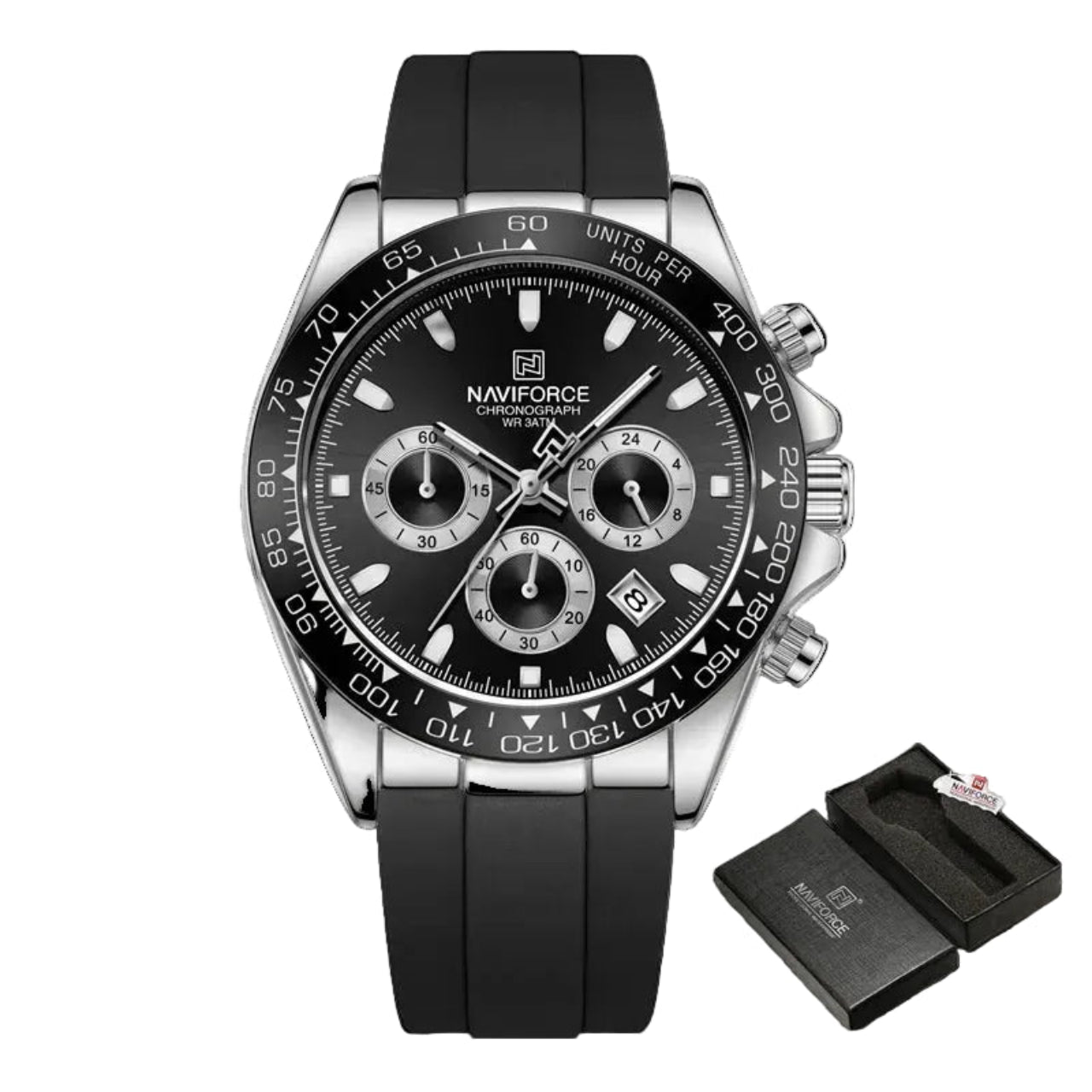Relógio Masculino Naviforce NF8054 Quartzo Cronógrafo Silicone Luxo