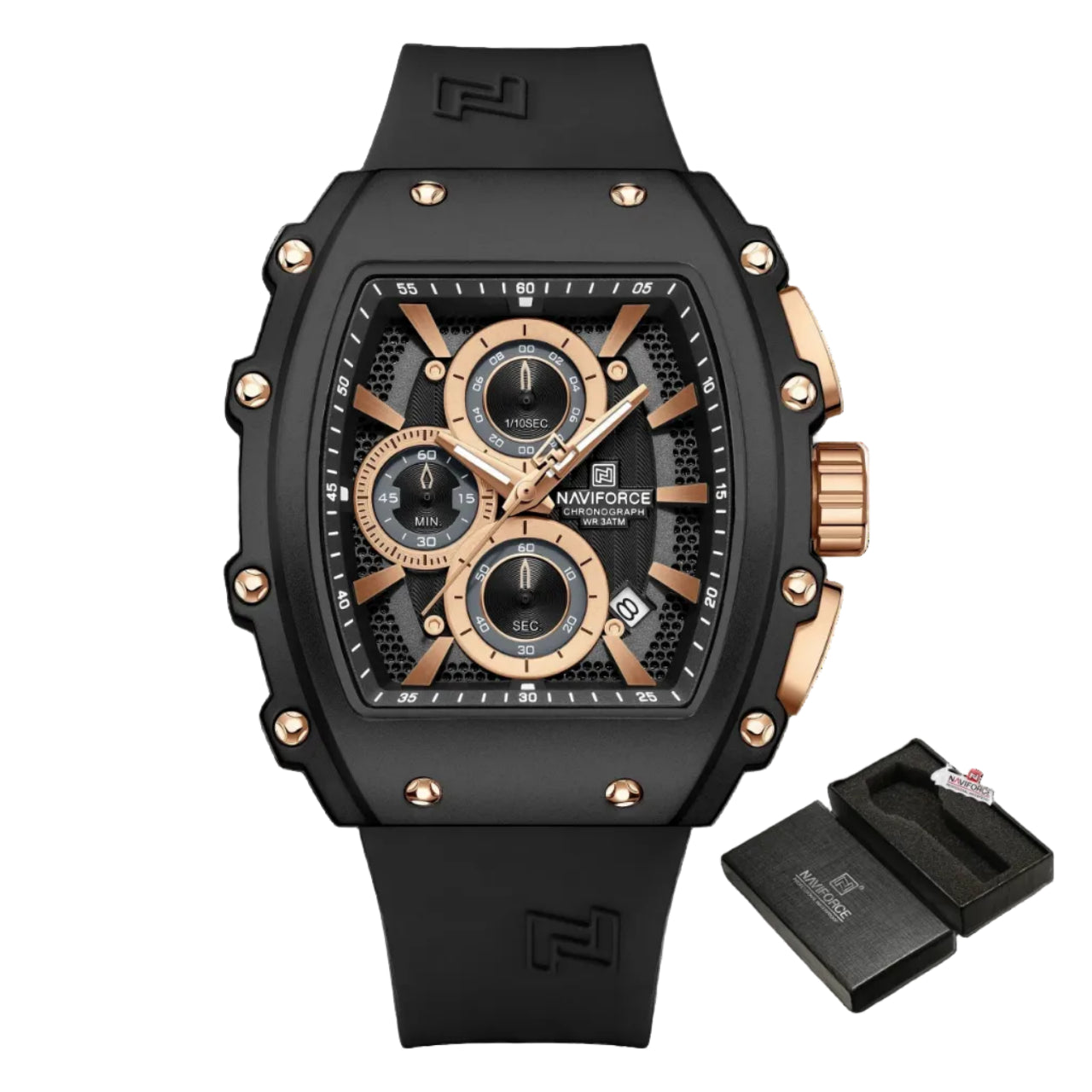 Relógio Masculino NAVIFORCE NF8070 Cronógrafo Quartz 43 mm Silicone