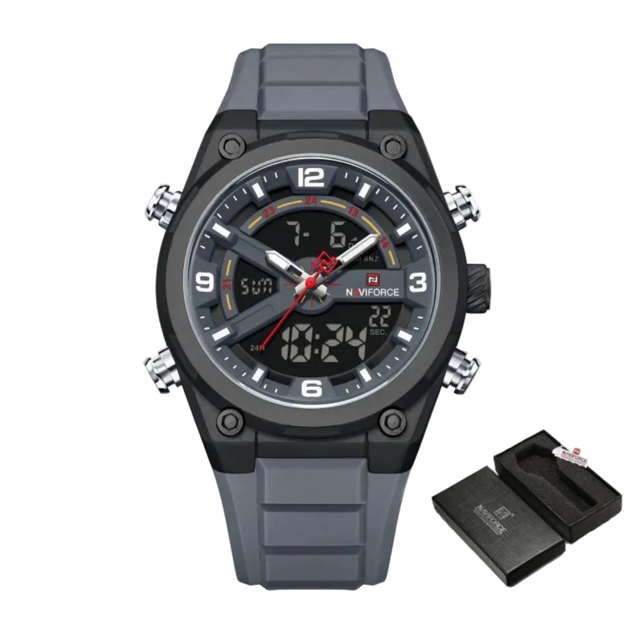 Relógio Masculino Naviforce NF9265 Dual Display Esportivo Silicone