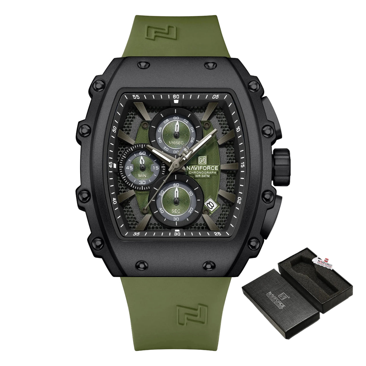 Relógio Masculino NAVIFORCE NF8070 Cronógrafo Quartz 43 mm Silicone