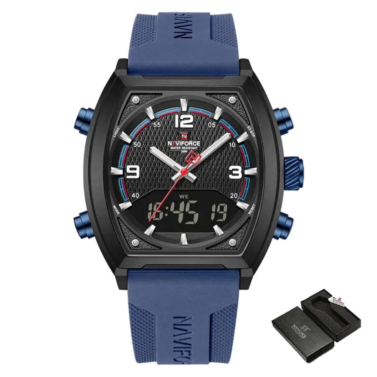 Relógio Masculino NAVIFORCE NF9242 Dual Display Quartz 43 mm Silicone